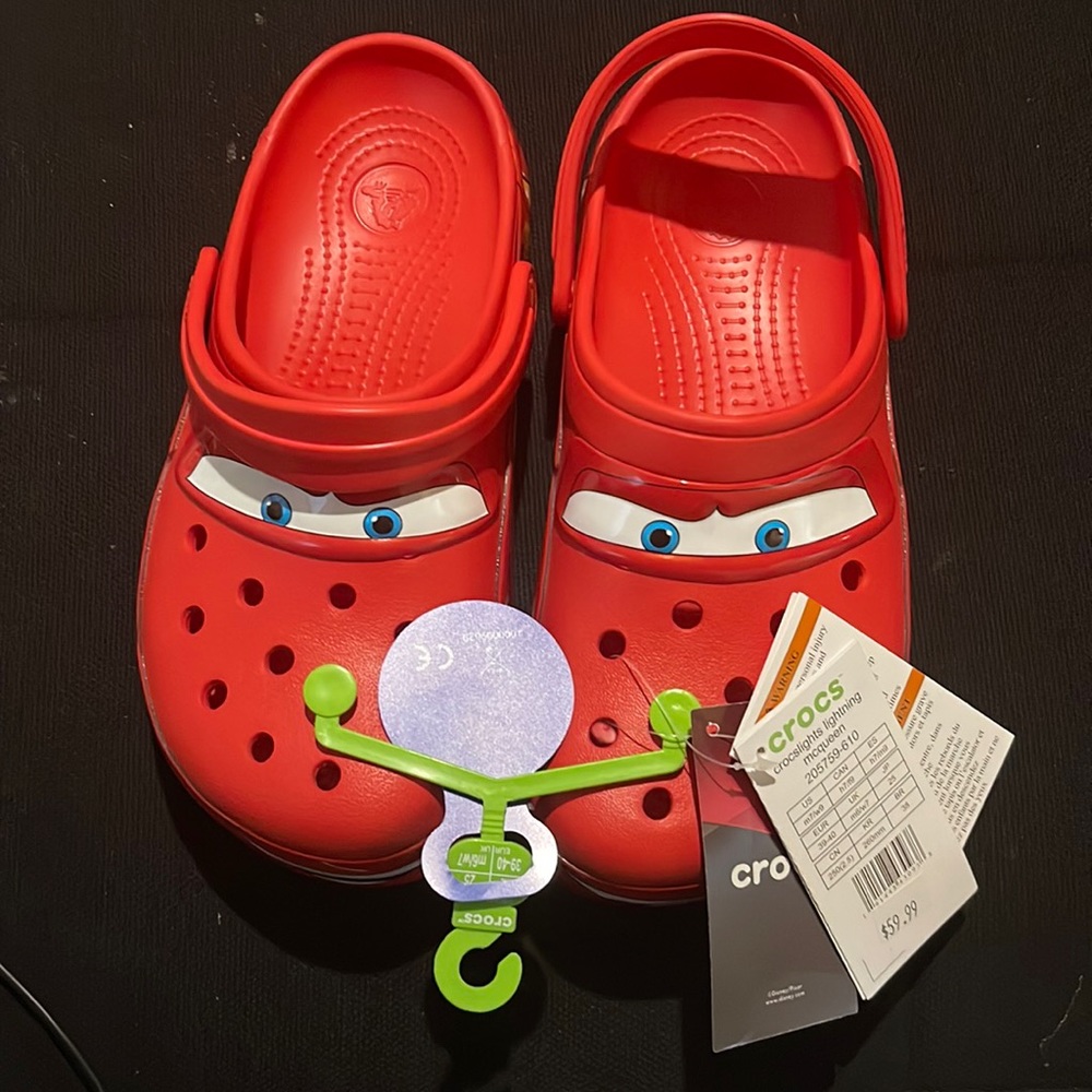 Rare Lightning McQueen Crocs! Womens 9 mens 7